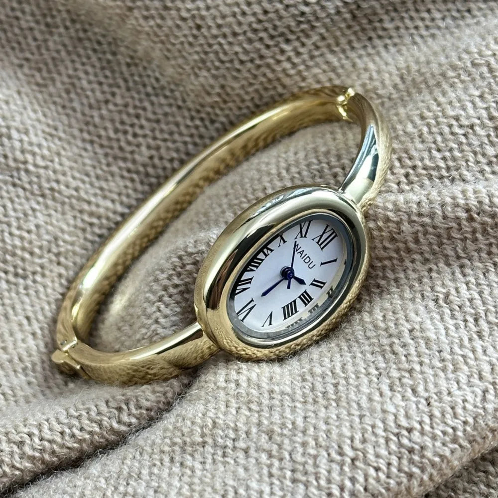 Ladies Gold Bracelet Watch Stainless Steel Small Dial Wristwatch