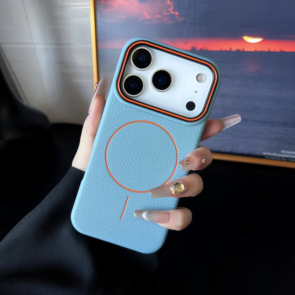 Litchi Pattern Magnetic MagSafe Soft Cover iPhone Case