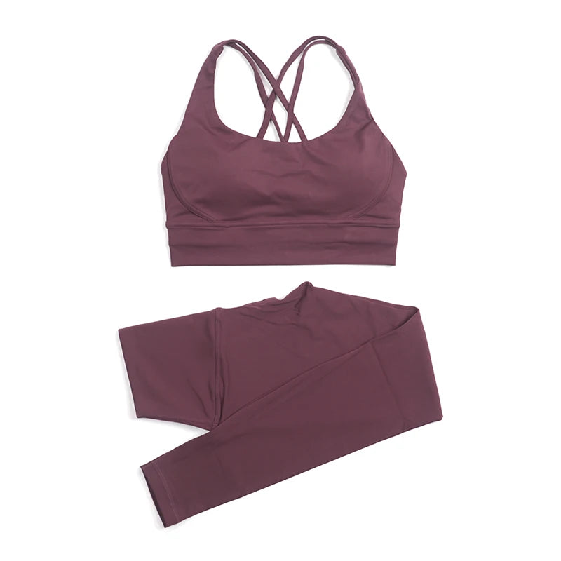 Women Seamless Gym Set Sports Bra & Leggings Fitness Yoga Workout Outfit