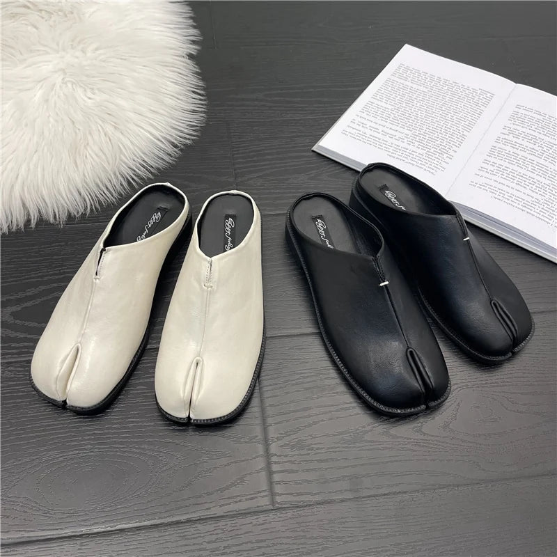 Women Tabi Split Toe Leather Flats Casual Loafers Low Heel Ninja Shoes