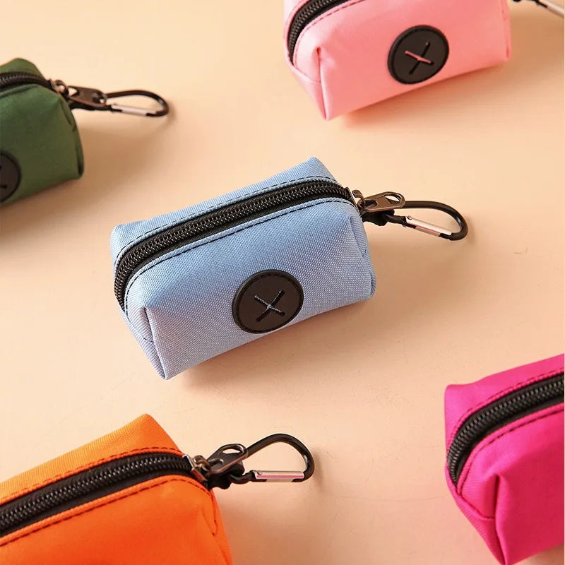 Canvas Dog Poop Bag Holder with Carabiner Clip Outdoor Waste Bag Dispenser
