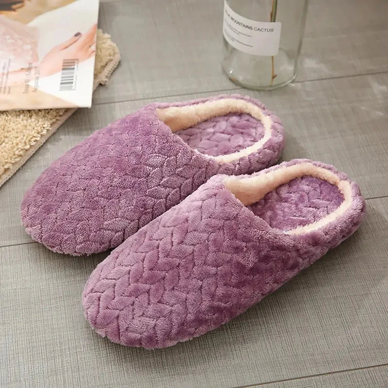 Fluffy Home Slippers Warm Plush Indoor Shoes Non Slip Cozy Winter Slippers Women Men