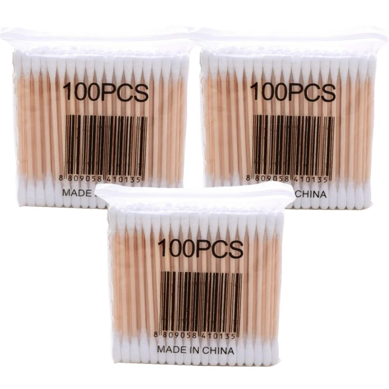 Cotton Swab Storage Box with Bamboo Lid