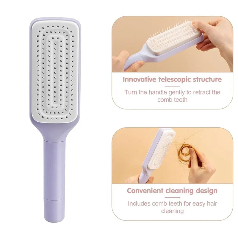 Self Cleaning Rotating Hair Brush Anti Static Scalp Massage Comb
