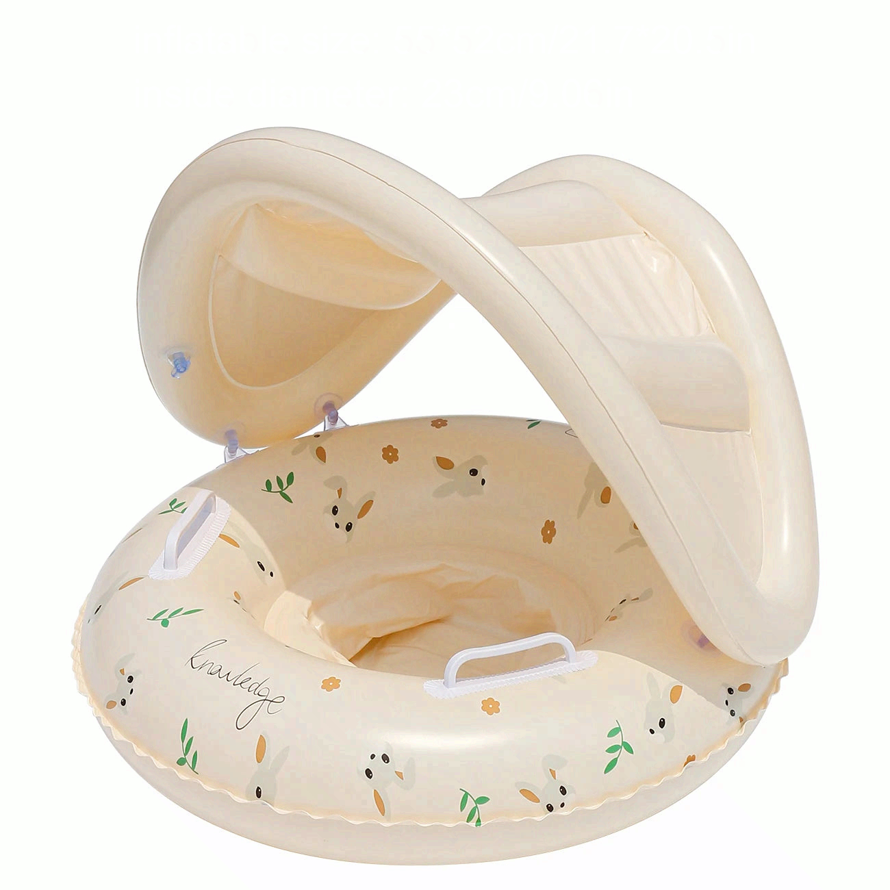 Kids Bear & Rabbit Arm Float Canopy Inflatable Pool Float for Summer Beach & Pool
