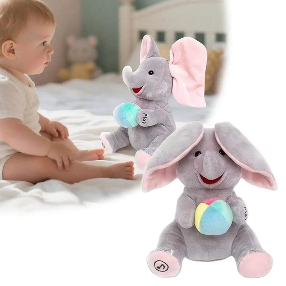 Hide and Seek Elephant Plush Toy Interactive Singing Baby Soothing Toy