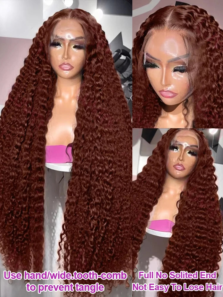Chocolate Brown Deep Curly Wig – HD Lace Front Human Hair Glueless Wig