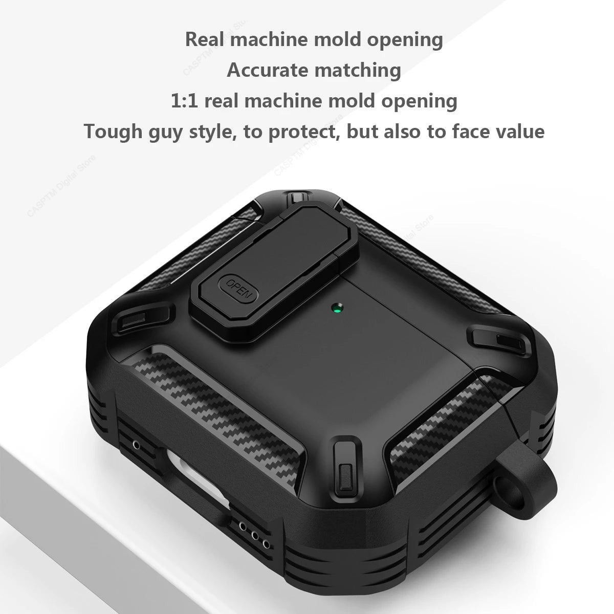 AirPods 4 Rugged Case with Lock Hook Shockproof TPU Protective Cover