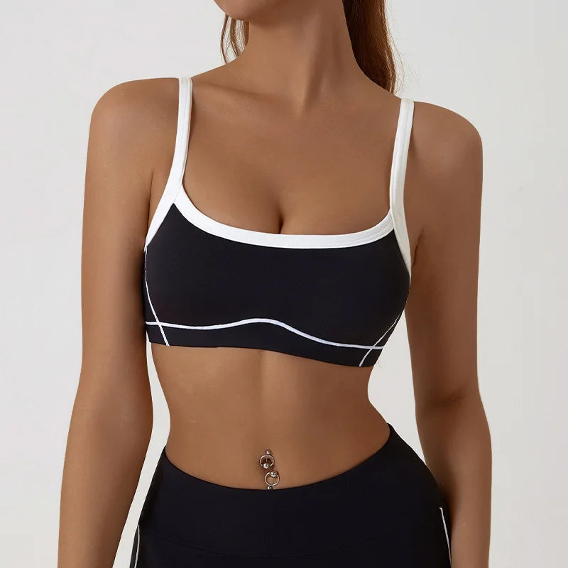 Women Sports Bra Shockproof Push Up Yoga Gym Bra Breathable Fitness Workout Top