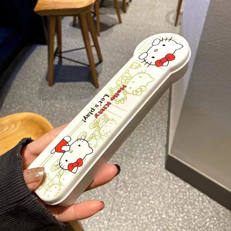 Sanrio Hello Kitty Stainless Steel Chopsticks Spoon Fork Tableware Set
