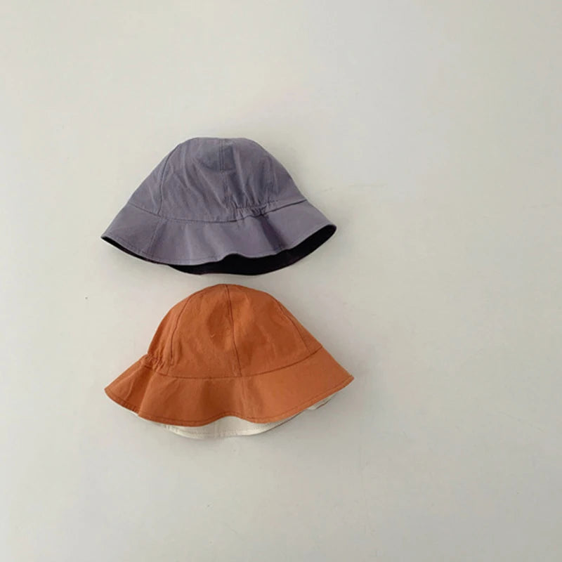 Double Sided Baby Bucket Hat Striped Plaid Summer Sun Hat for Kids