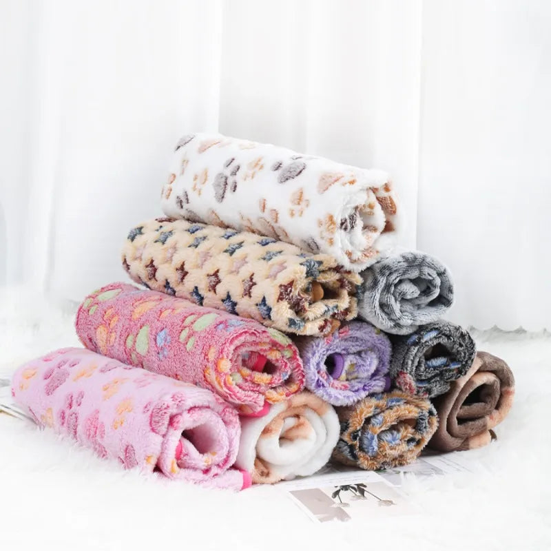 Soft Flannel Pet Blanket Paw Print for Dogs and Cats