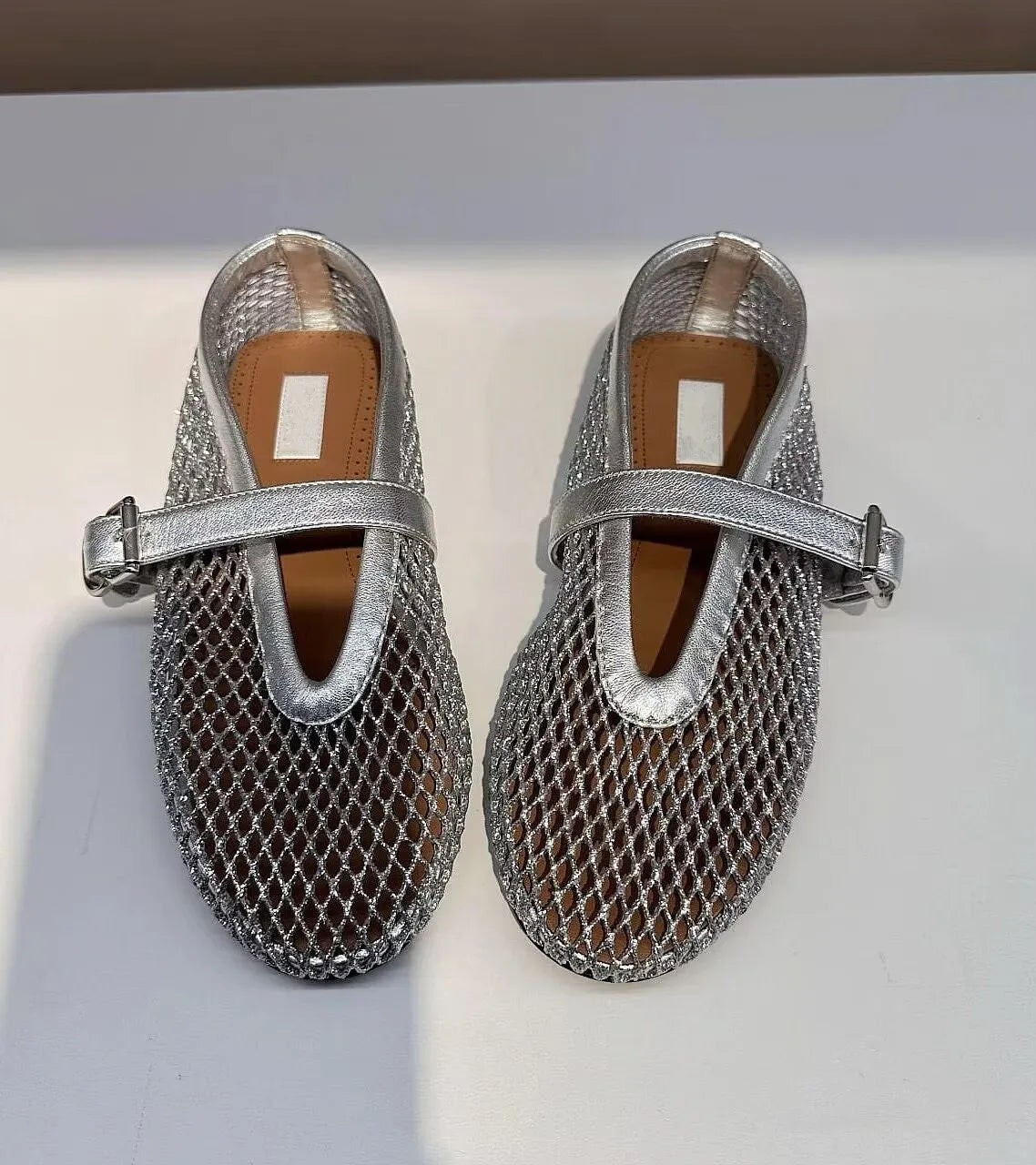 Women Fishnet Ballet Flats Mary Jane Shoes Spring 2026 Casual Flats