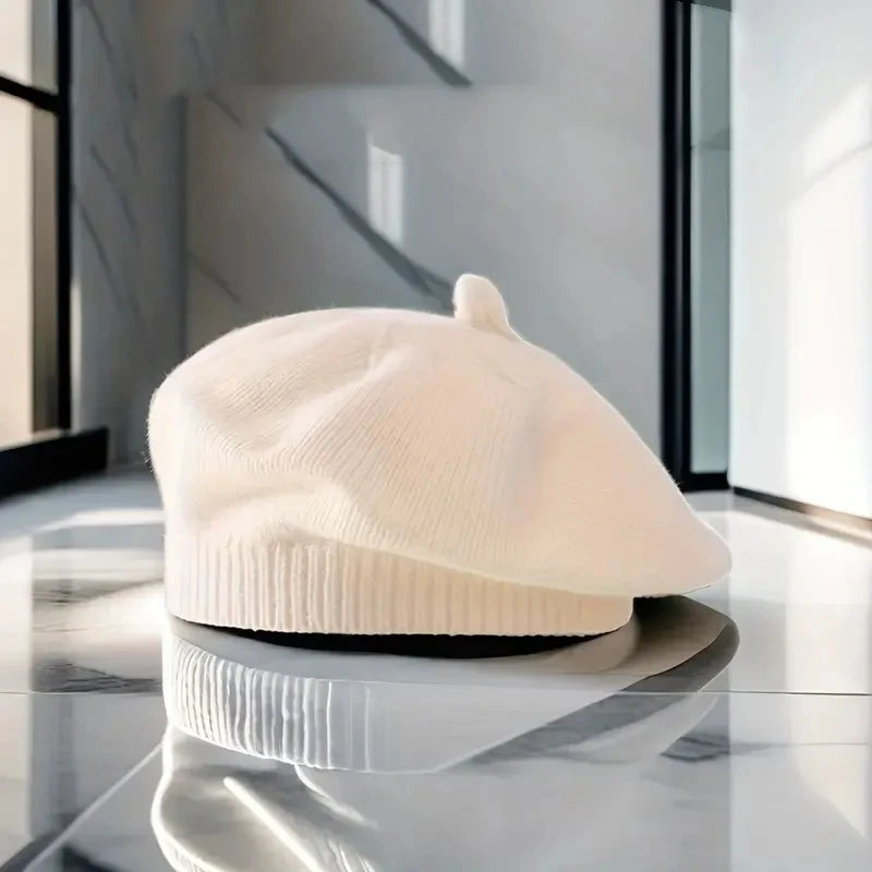 Baby Girl Flower Beret Warm Knit Beanie Hat