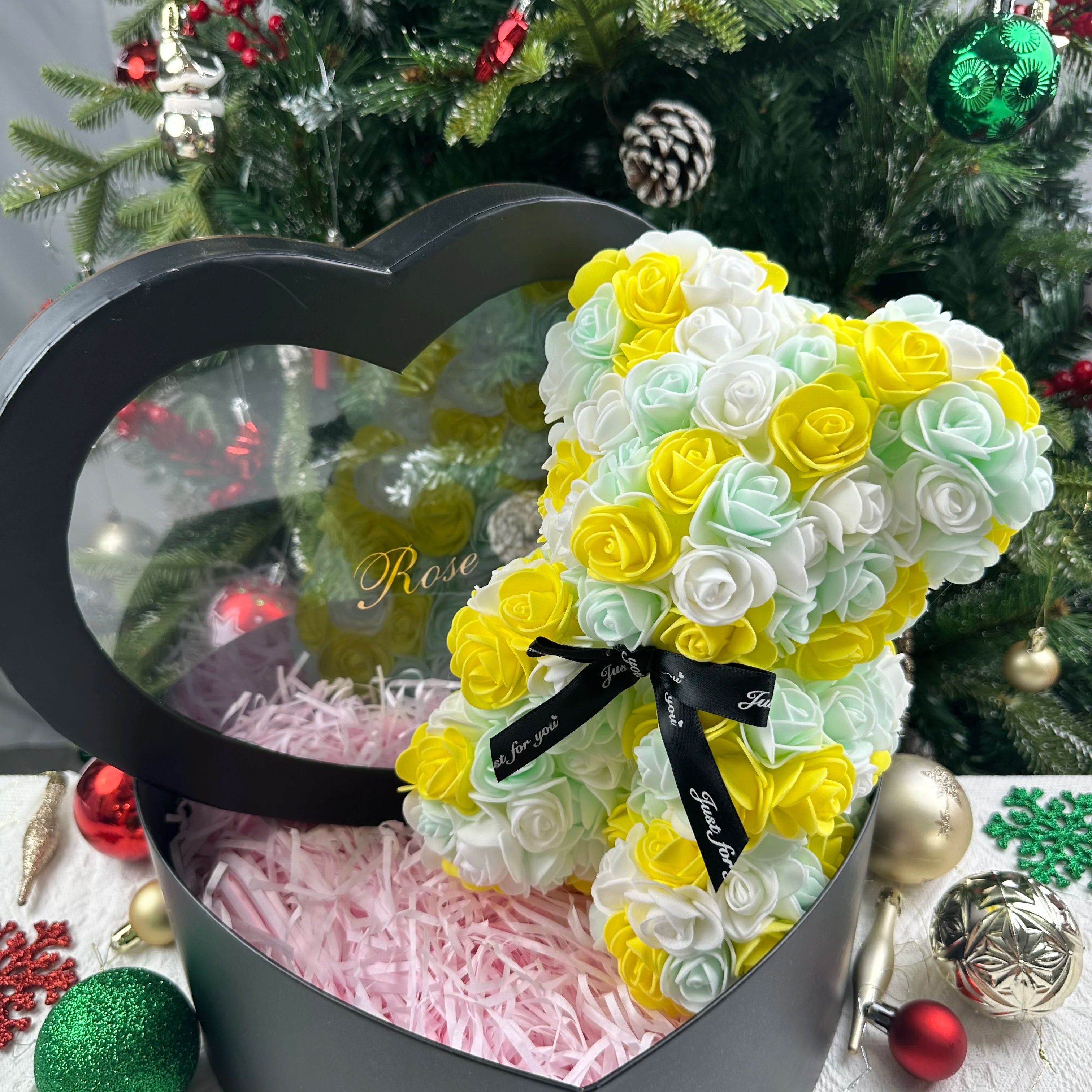 Rose Flower Teddy Bear Gift with Box for Women