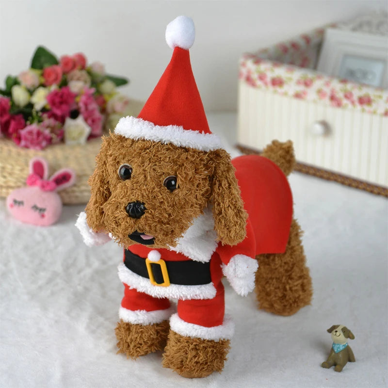 Small Dog Christmas Santa Costume Cute Pet Jumpsuit for Cats and Yorkies