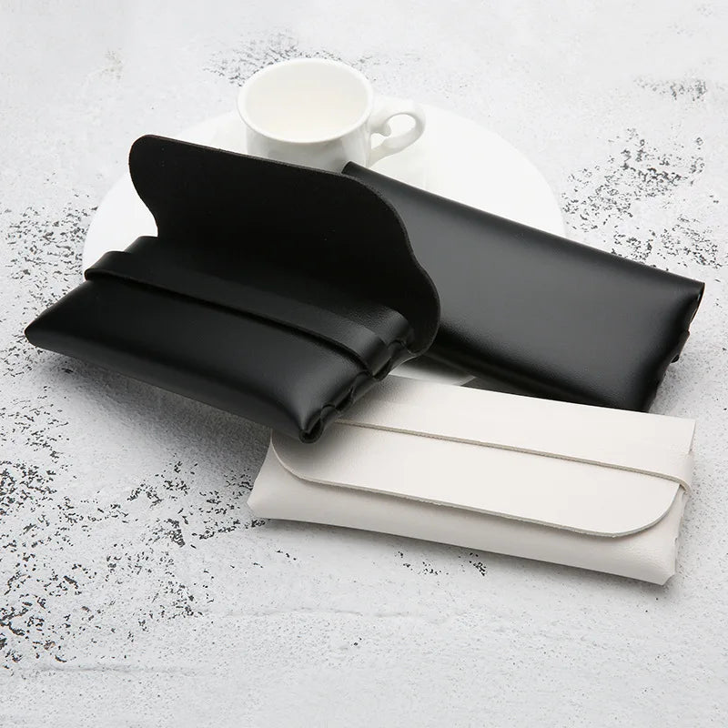 Soft Leather Glasses Case Stylish Travel Eyewear Pouch