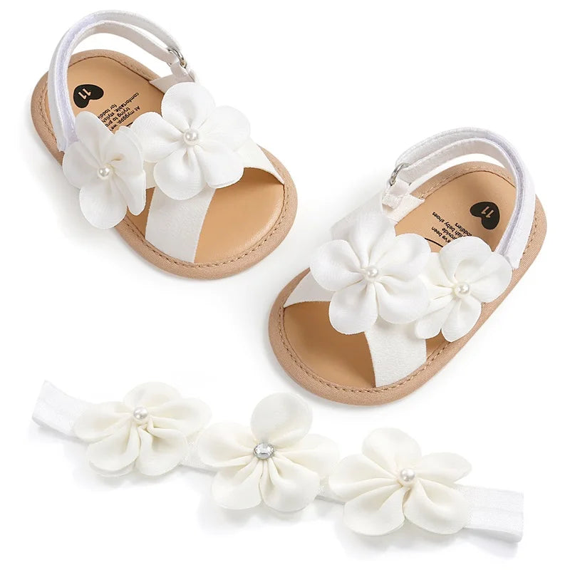 Baby Girls 3D Flower Non Slip Summer Sandals First Walker Shoes 0 to 18M