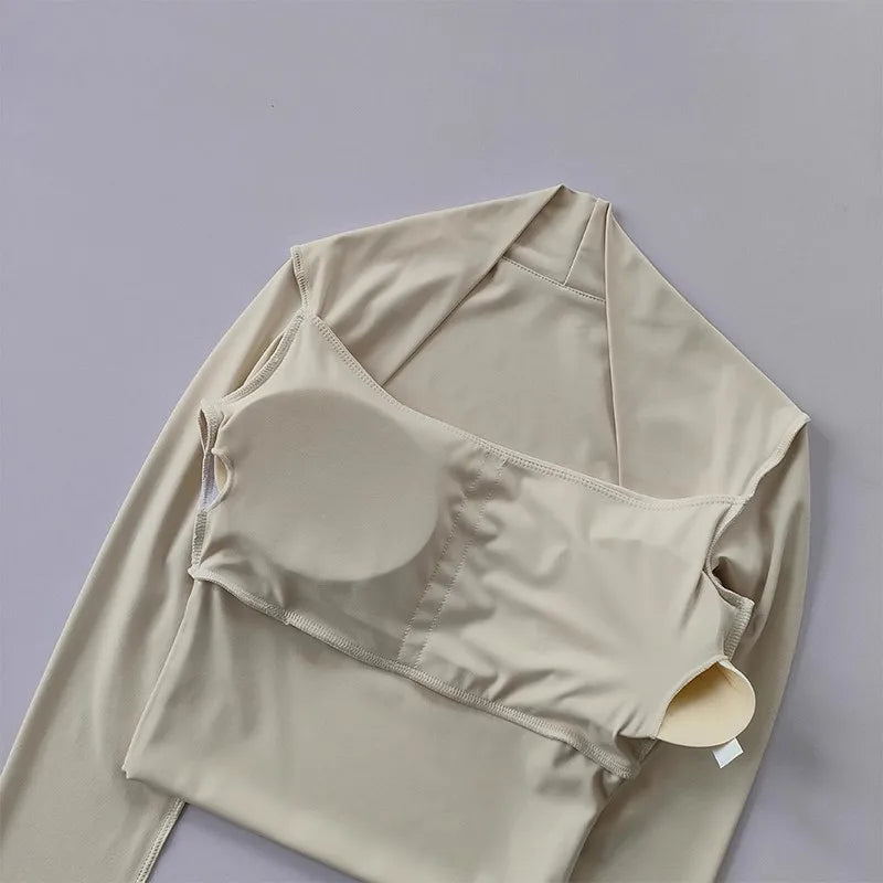 Women Long Sleeve Yoga Top with Chest Support Quick Dry Sportswear Shawl Style