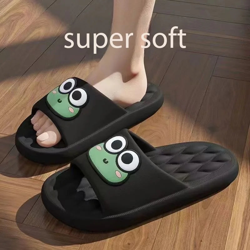 Cute Frog EVA Slippers Women Anti Slip Bathroom Slides Soft Comfortable Indoor Outdoor Home Sandals