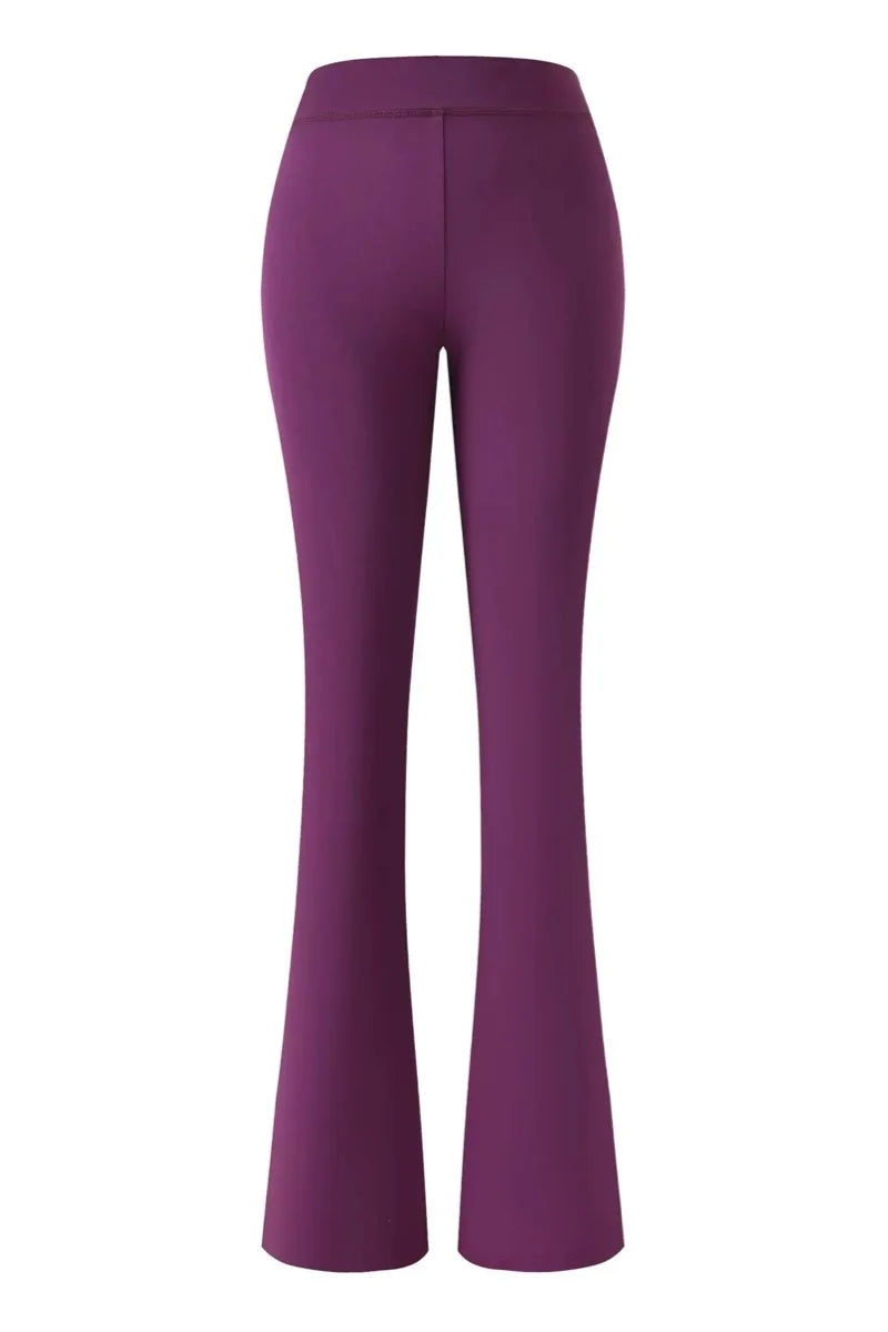 Women Zip Up Long Sleeve Spring Top with Low Waist Flared Pants Two Piece Outfit