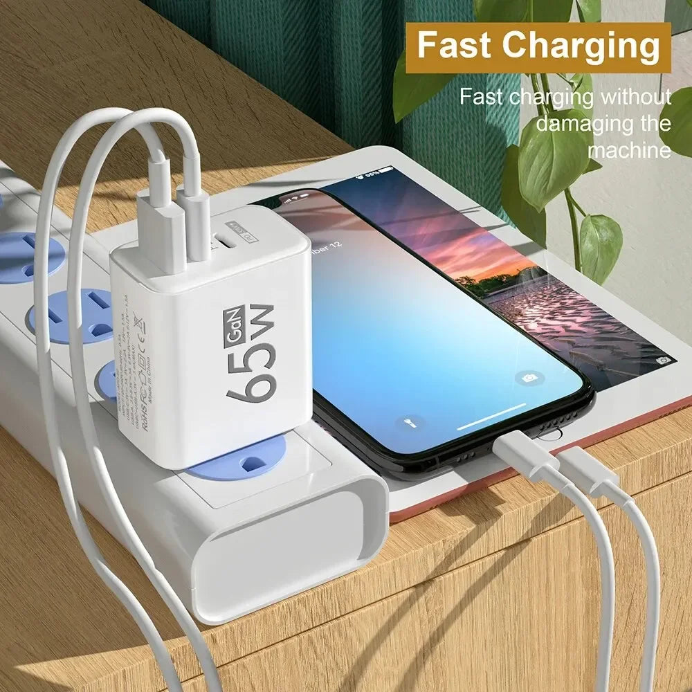 65W GaN Fast Charger USB PD Type C for iPhone