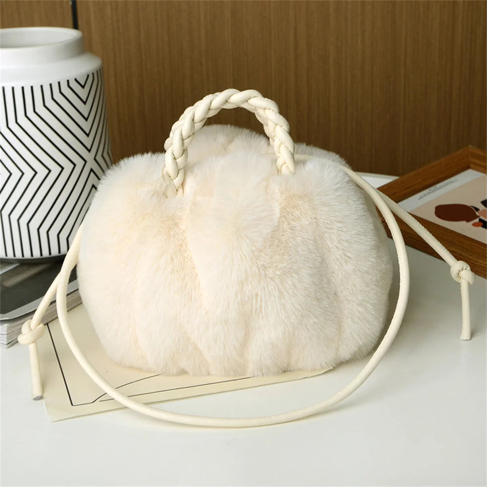Women Pumpkin Plush Crossbody Shoulder Bag