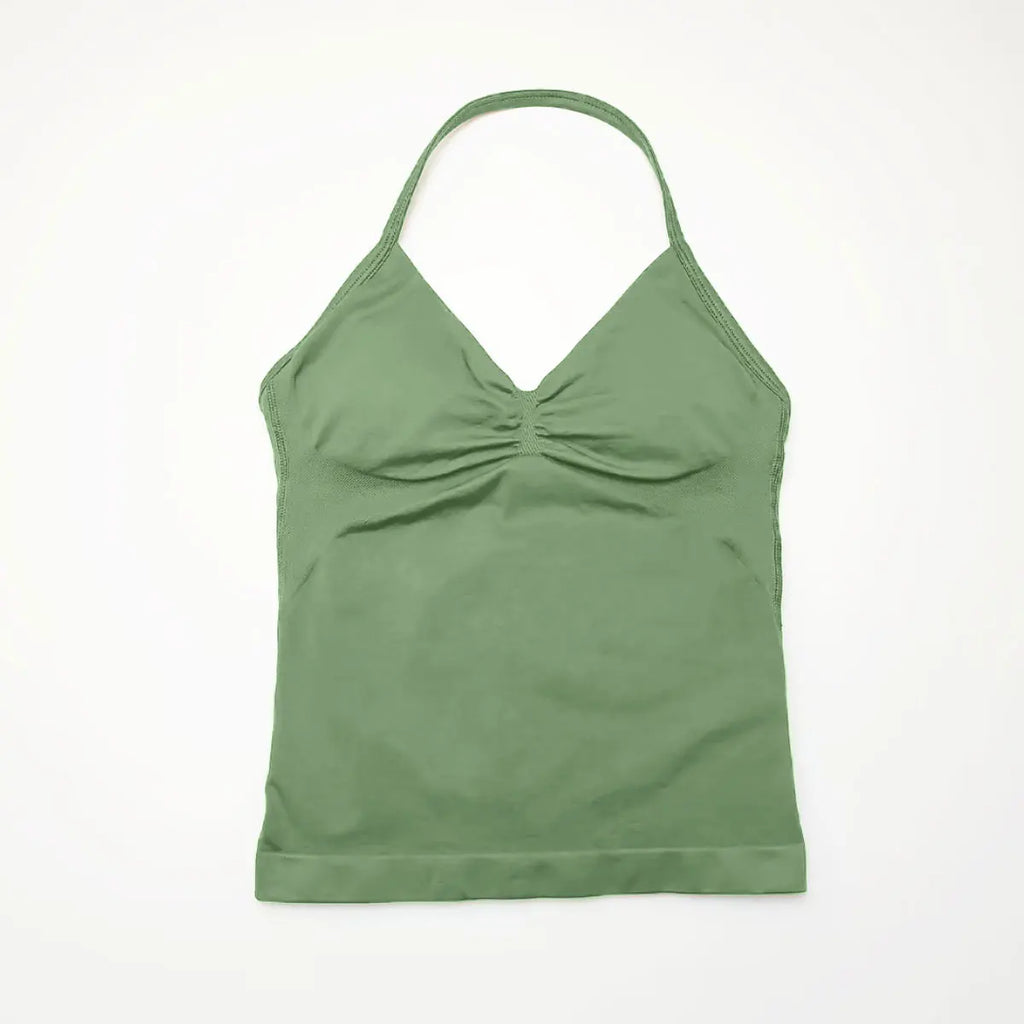 Women Yoga Tank Top Strappy Fitness Top Seamless Gym Workout Aesthetic Outfit