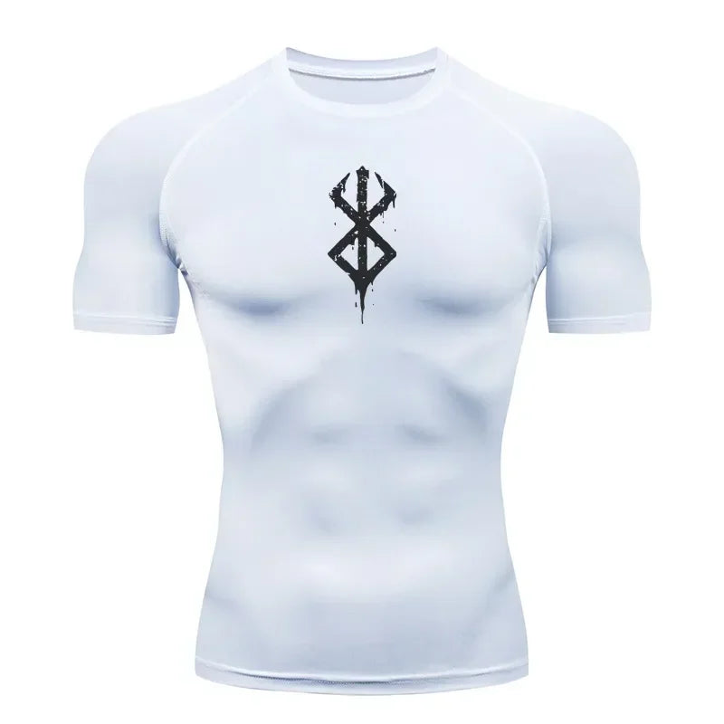 Men Compression Rash Guard Short Sleeve Quick Dry Gym Workout Athletic T Shirt