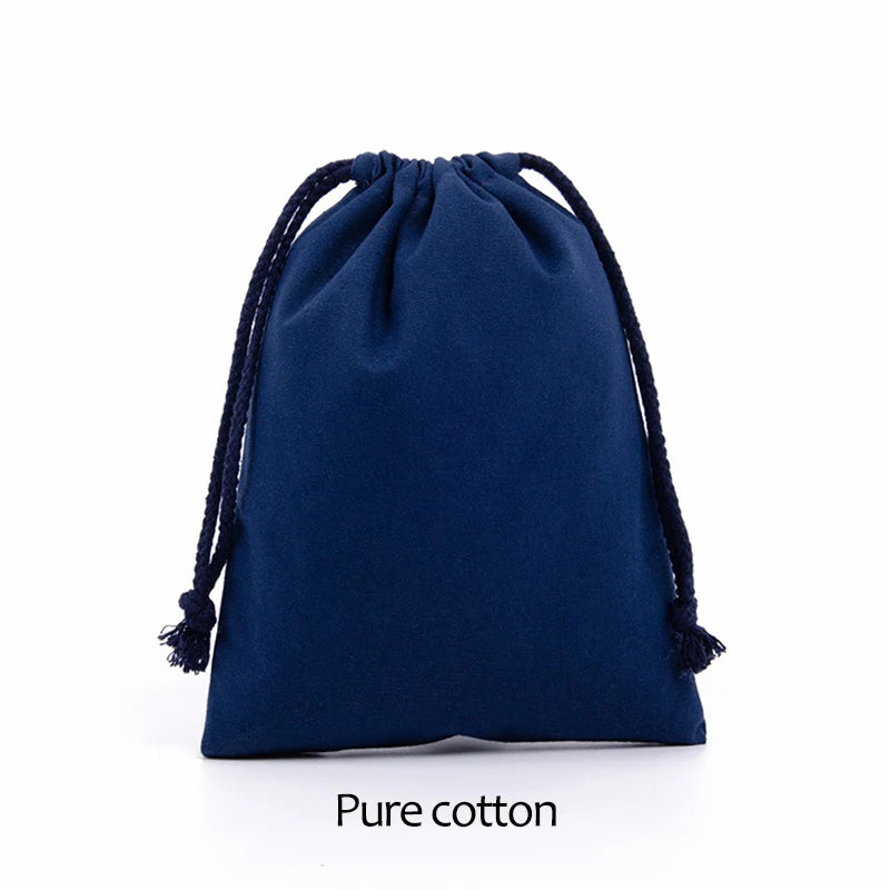 Cotton Drawstring Storage Bag Reusable Canvas Gift Pouch Dustproof Organizer