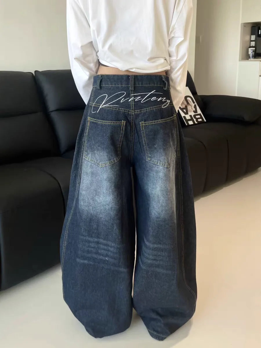 Women Y2K Baggy Jeans Blue