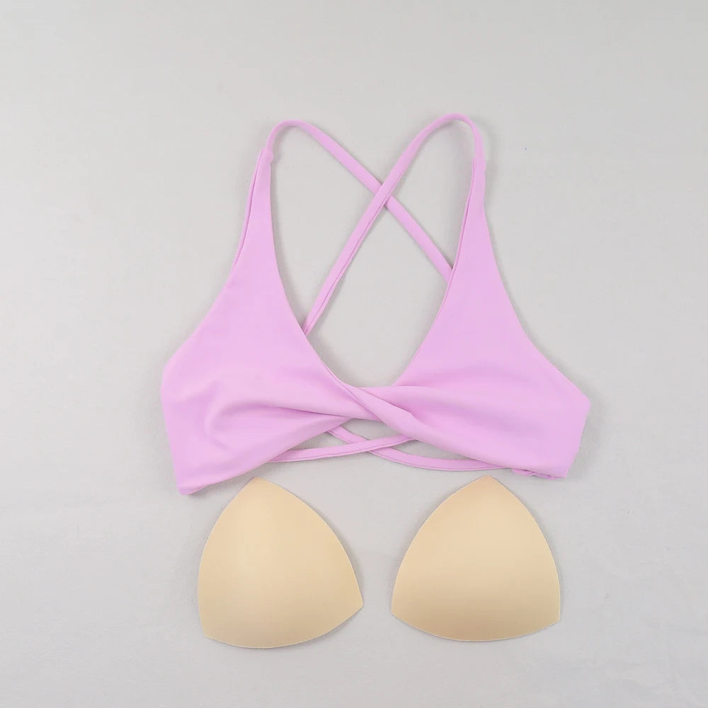 Women Strappy Cross Back Sports Bra Seamless Yoga Gym Fitness Top