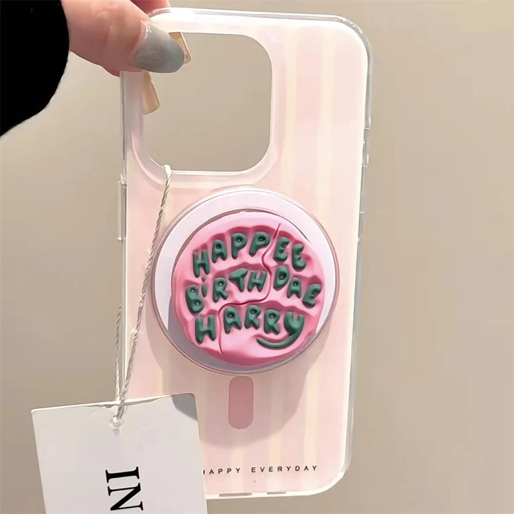 Pink MagSafe Phone Grip Stand Magnetic Holder iPhone Case