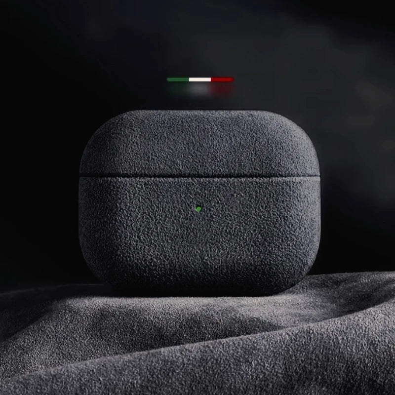 AirPods 4/Pro 2 Italian Suede Leather Case Premium Protective Cover Shockproof Sleeve