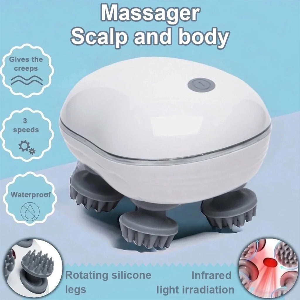 Electric Scalp Massager Adjustable Speed Red Light Hair Care Silicone Deep Massage Tool