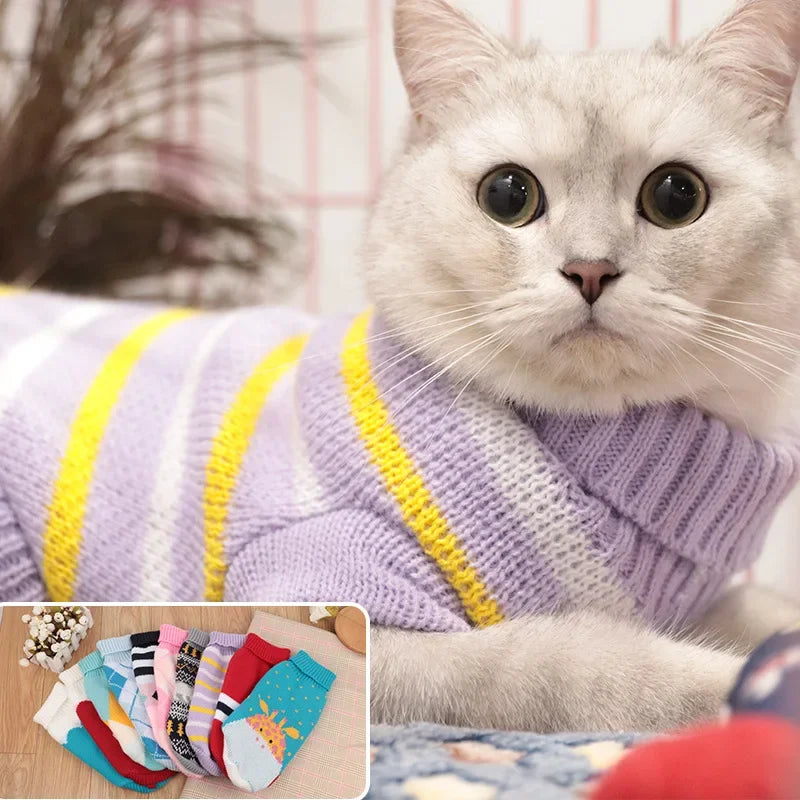 Winter Cat Sweater Vest – Fashion Warm Clothing for Sphynx Cats & Pets