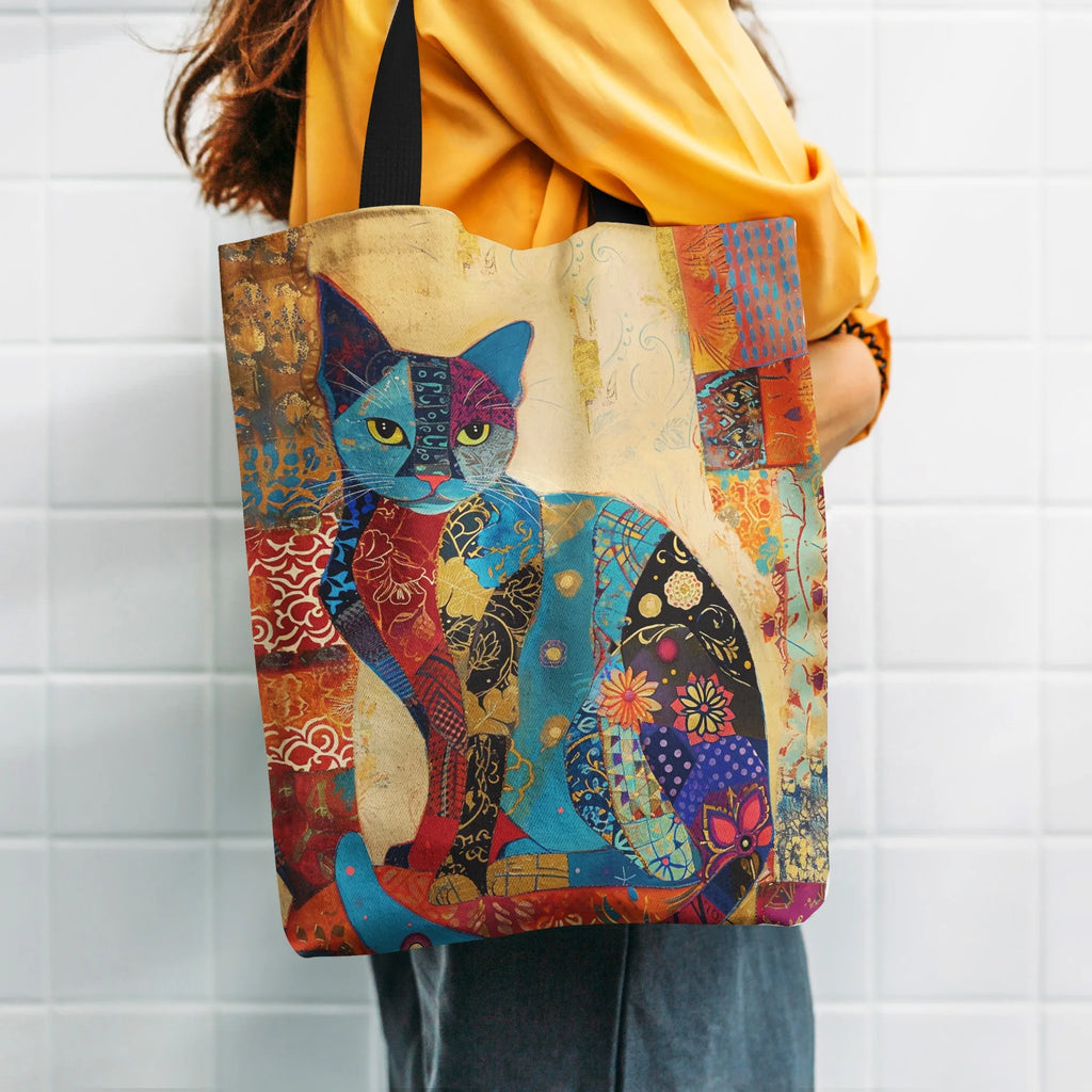Floral Cat Canvas Tote Bag Aesthetic Lightweight School Shoulder Grocery Bag