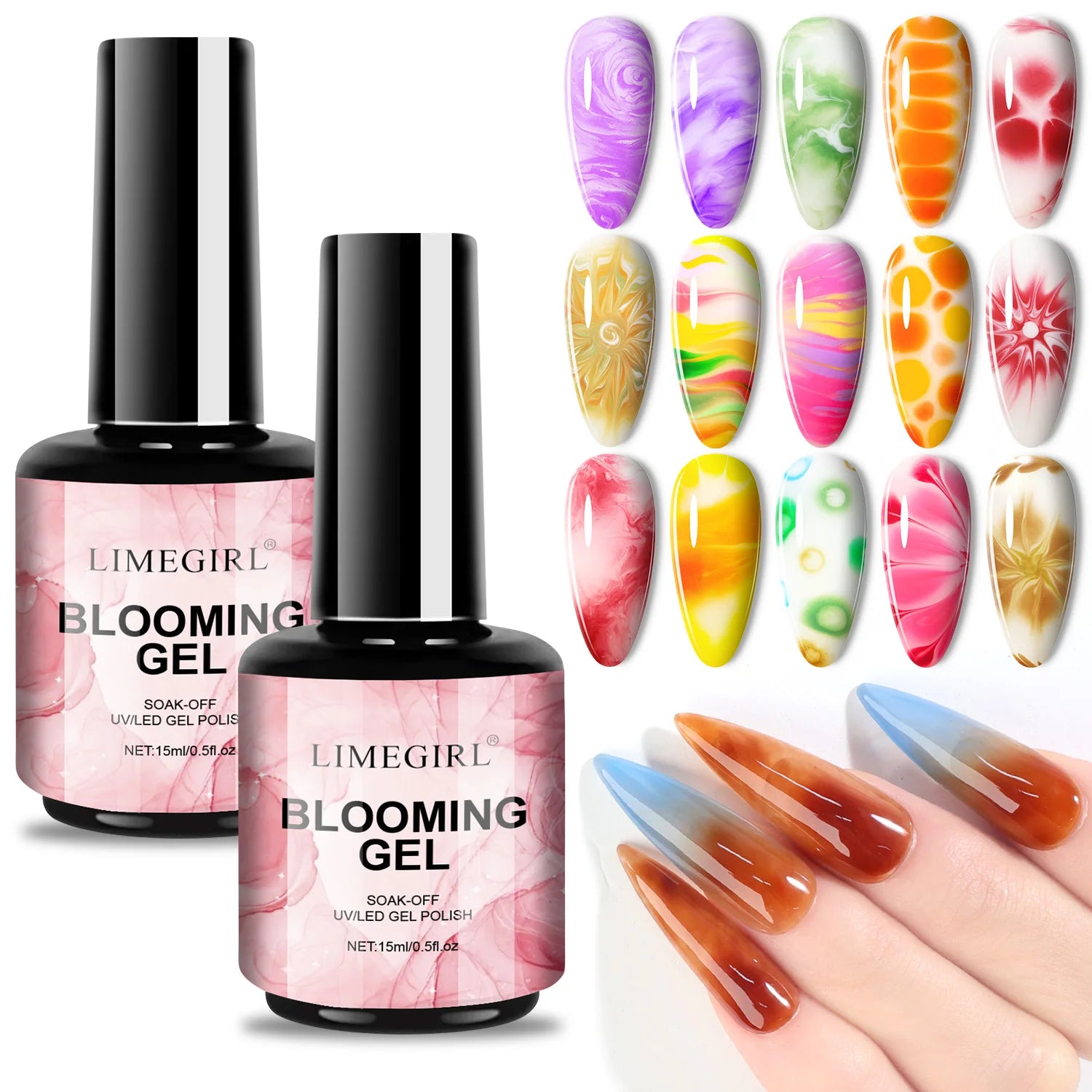 Blooming Gel Nail Polish – Marble Effect UV Gel for Creative Nail Art Designs
