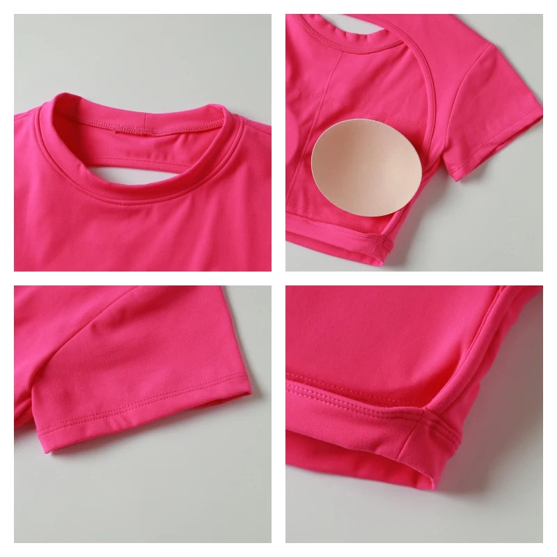 Women Backless Crop Top Quick Dry Yoga Gym Workout Sportswear Activewear
