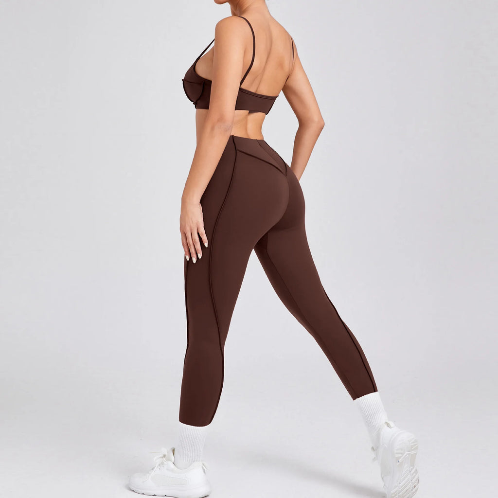 Women Seamless Yoga Set Push Up Sports Bra High Waist Leggings Gym Workout Outfit