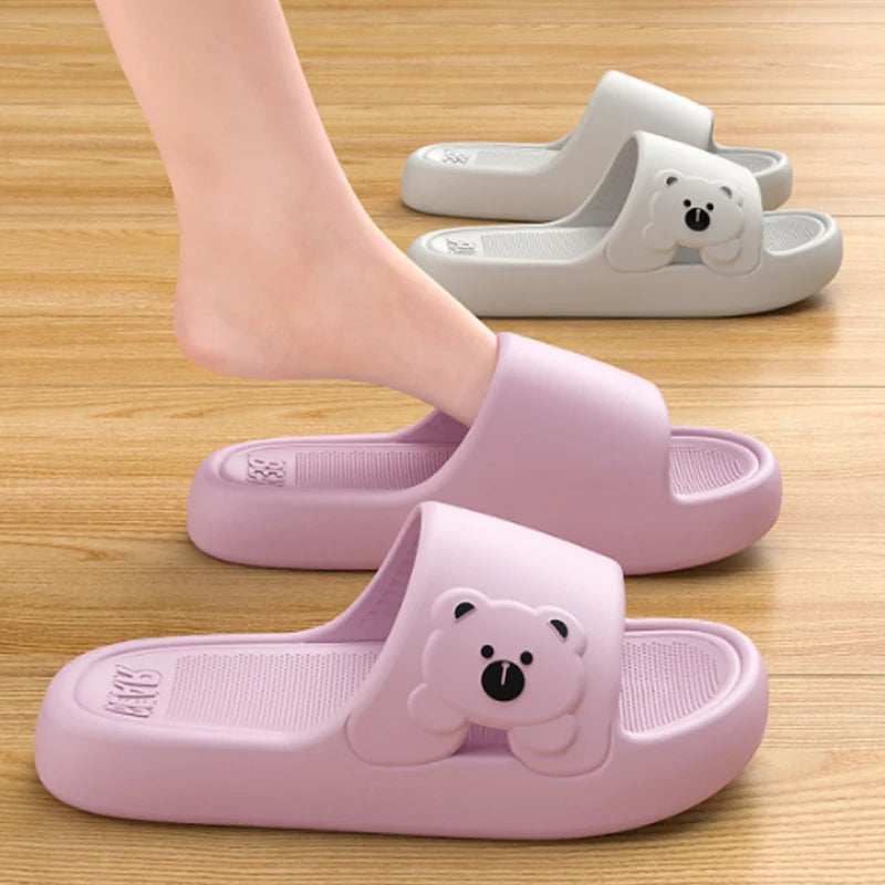 Cartoon Bear EVA Slides for Women Non Slip Summer Slippers