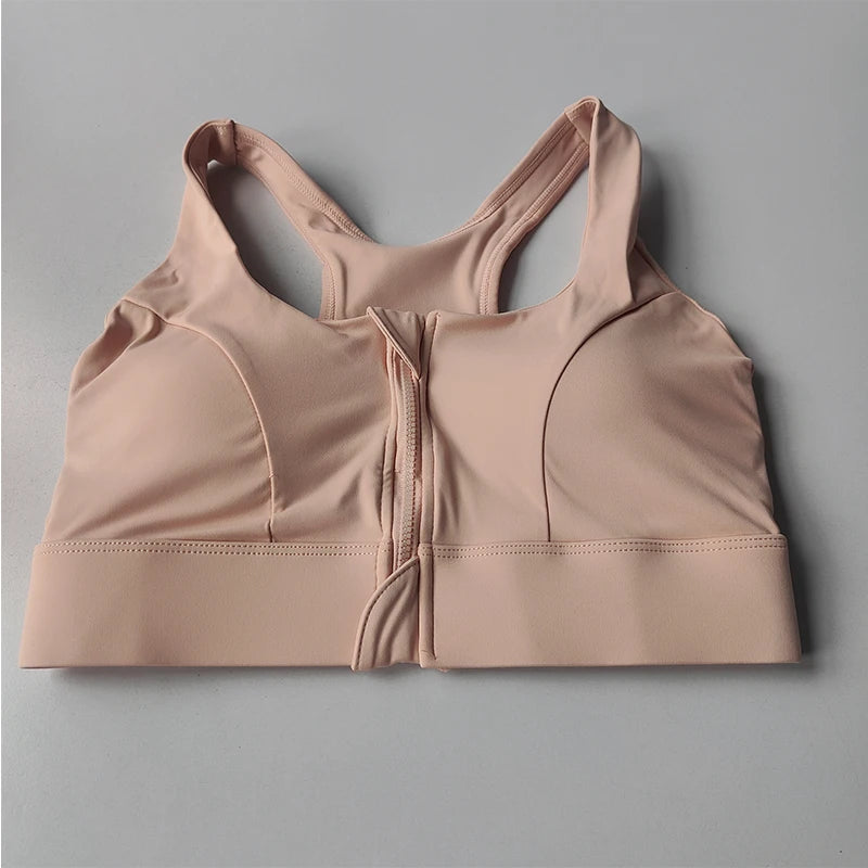 Women’s Front Zip High Impact Sports Bra Quick Dry Running Yoga Top