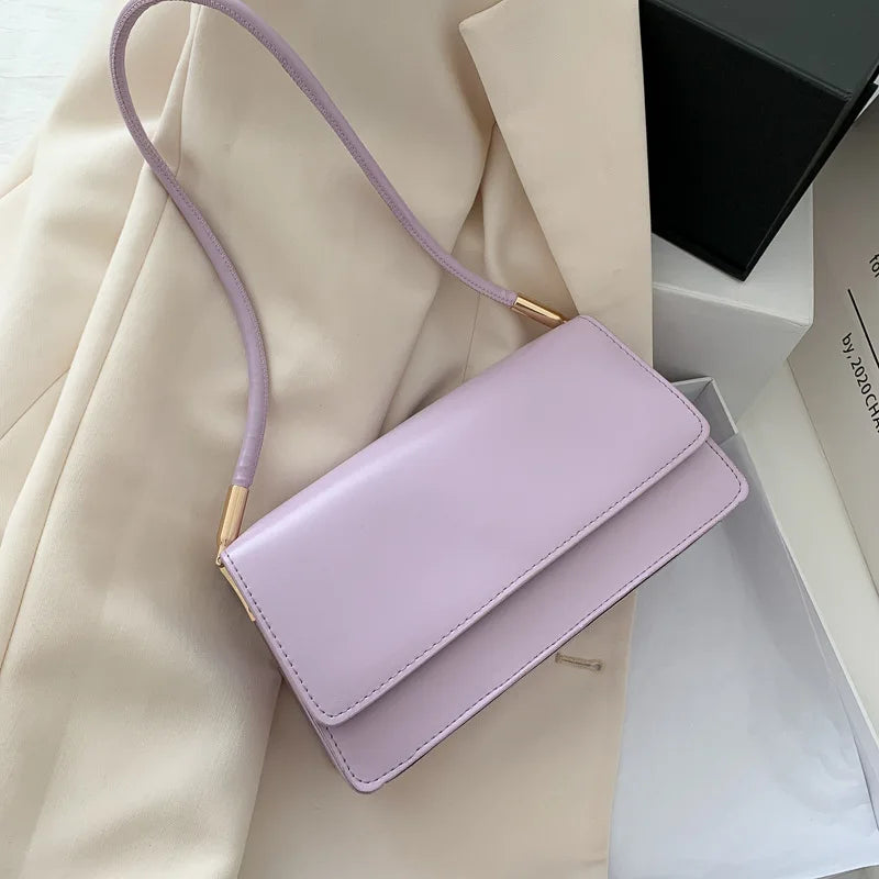 Women Crossbody Underarm Bag Fashion Shoulder Handbag Solid Color 2026