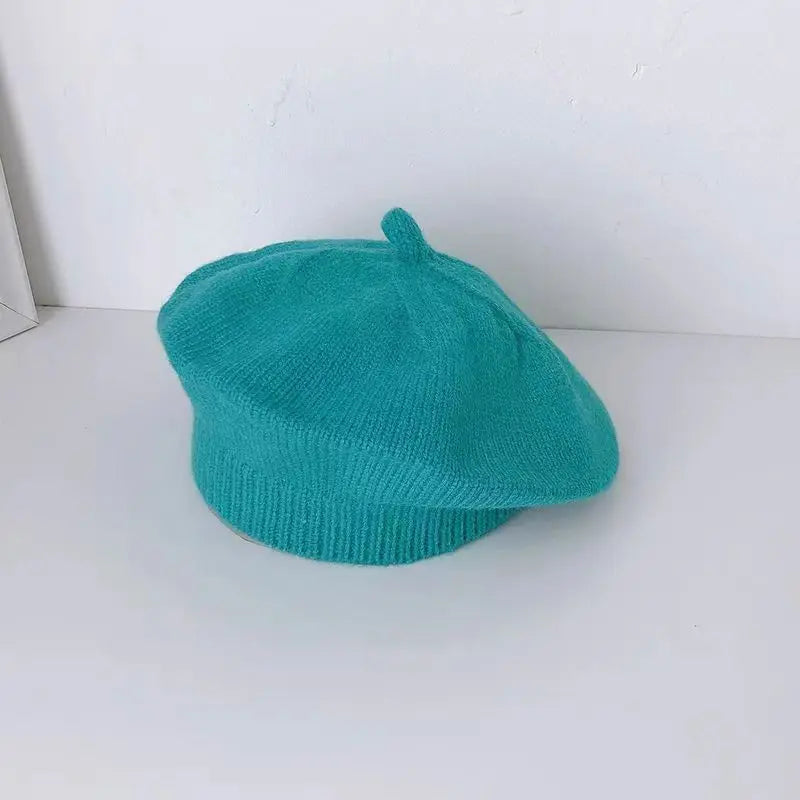 Baby Girl Flower Beret Warm Knit Beanie Hat