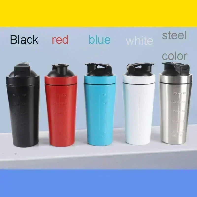 Stainless Steel Protein Shaker Bottle 500ml–750ml – Leakproof Gym Shaker Cup for Fitness & Sports Drinks