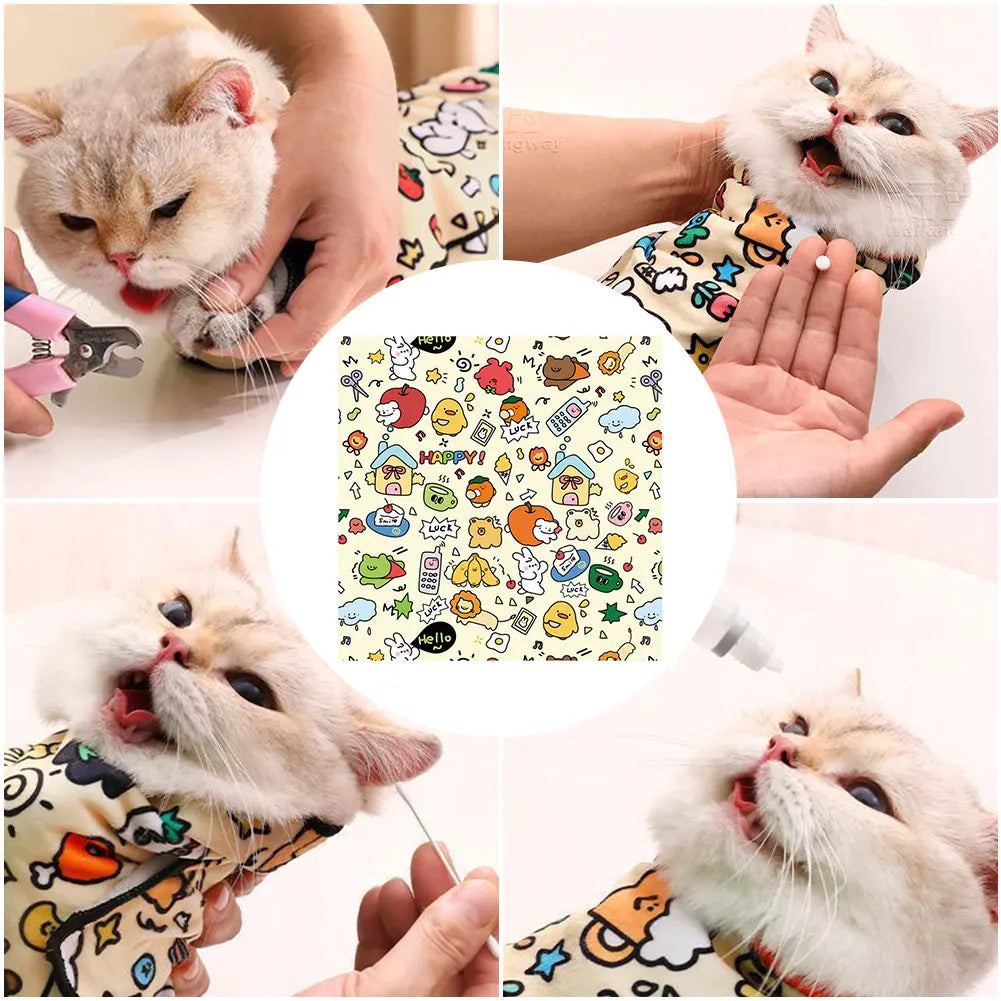 Cat Grooming Wrap Anti Bite Scratch Swaddle for Nail Clipping