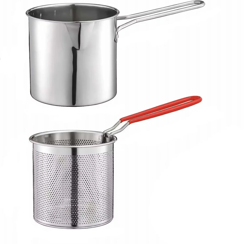Stainless Steel Deep Frying Pot with Strainer Tempura Fryer Pan