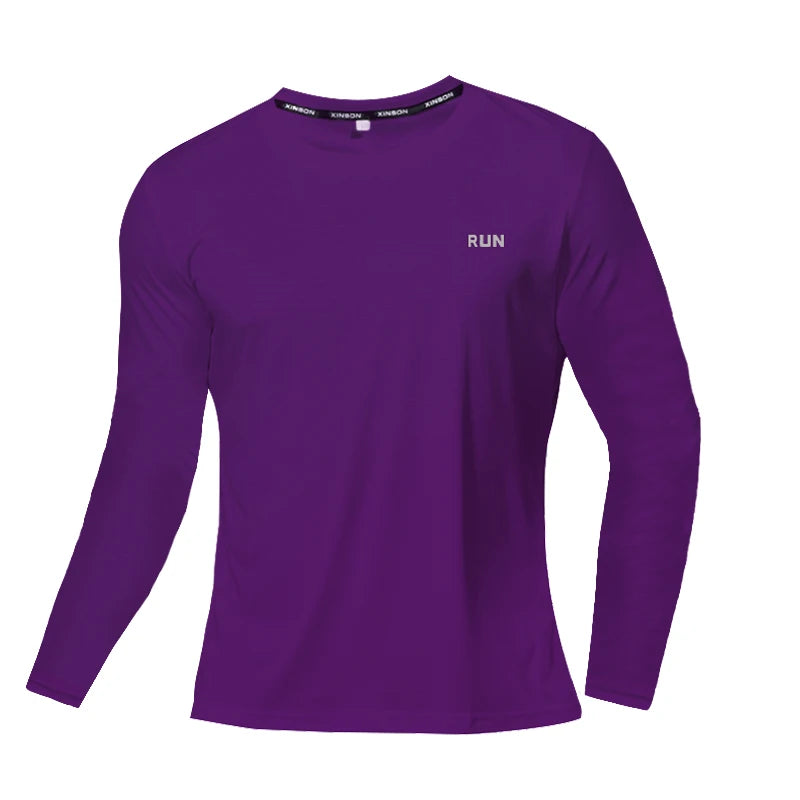 Men Ice Silk Long Sleeve Shirt Quick Dry Breathable Sun Protection Running Outdoor Sports Tee
