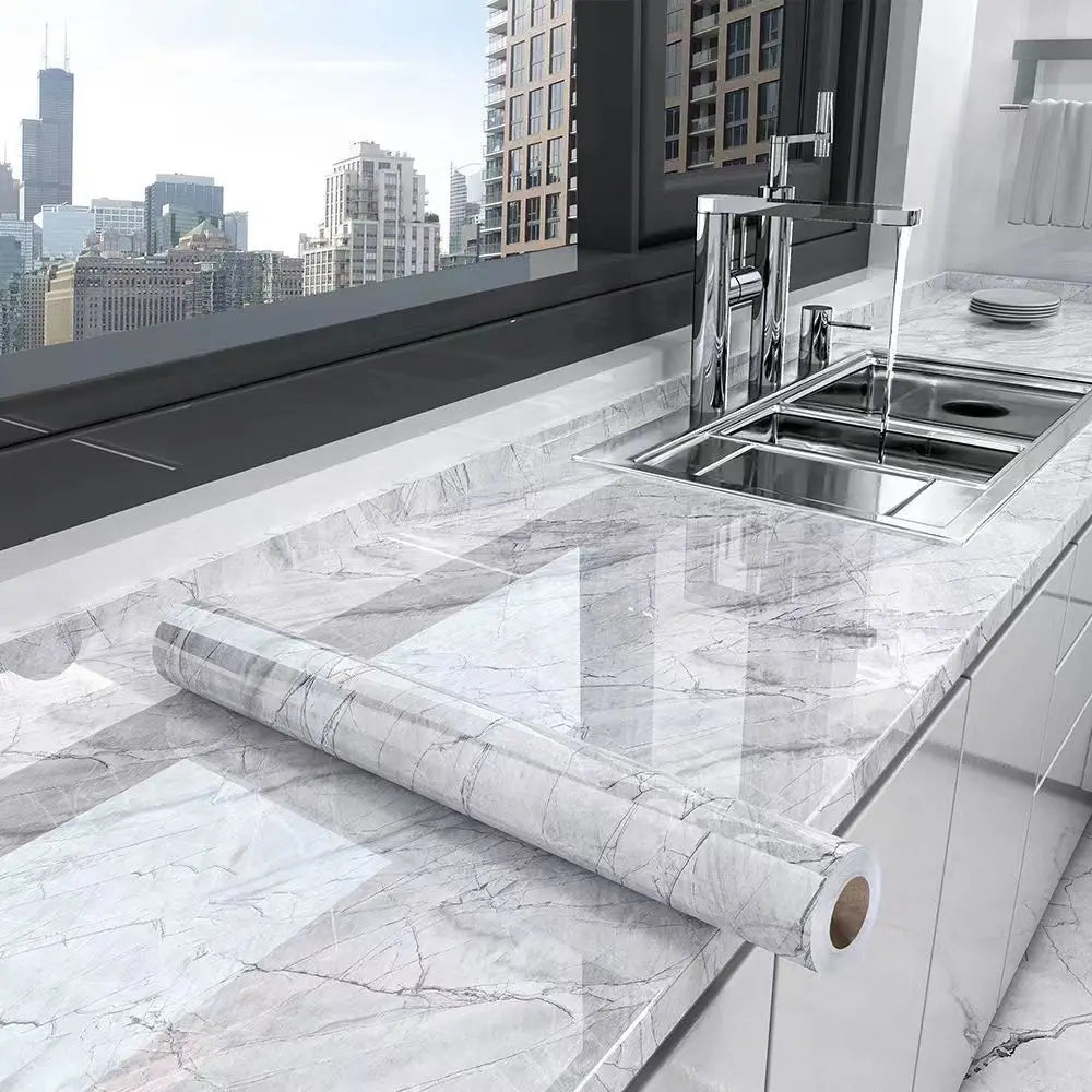 PVC Marble Wall Sticker Self Adhesive Waterproof Oil Resistant Kitchen Wall Decor 40cm