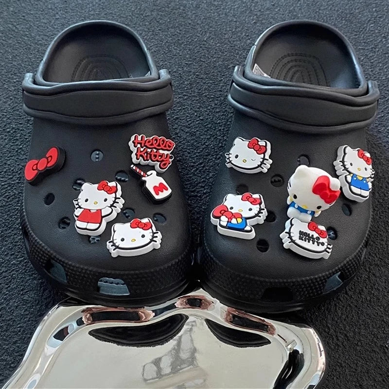 Hello Kitty Bow Sandal Charms Set DIY PVC Shoe Buckle Accessories 10Pcs Cute Gifts